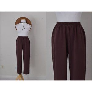 Vintage 80s Gathered Waist‎ Poly/Spandex Pants size 12P | 27-32 waist